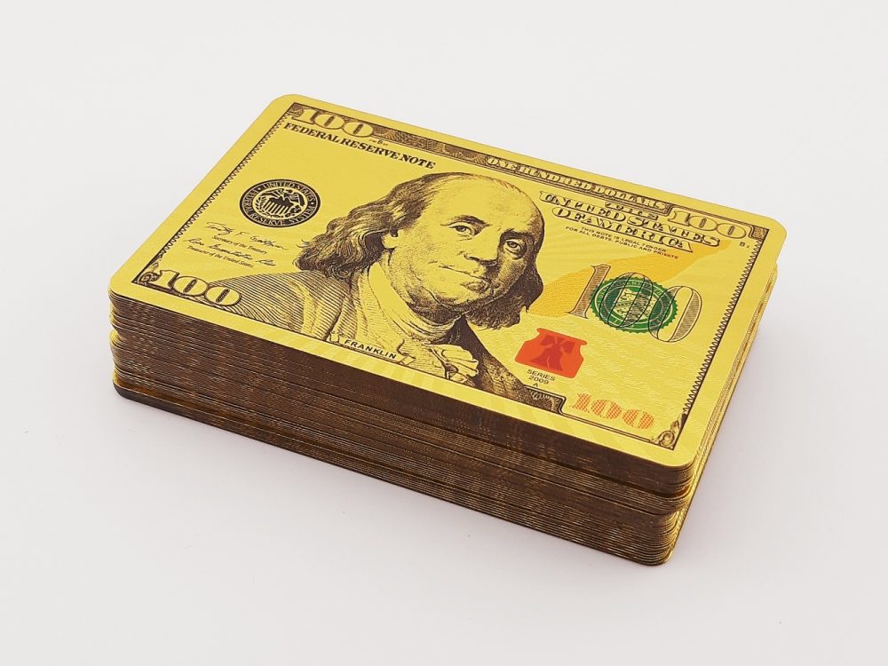 Póker Kártya Vízálló 100 Dollár – Arany színben